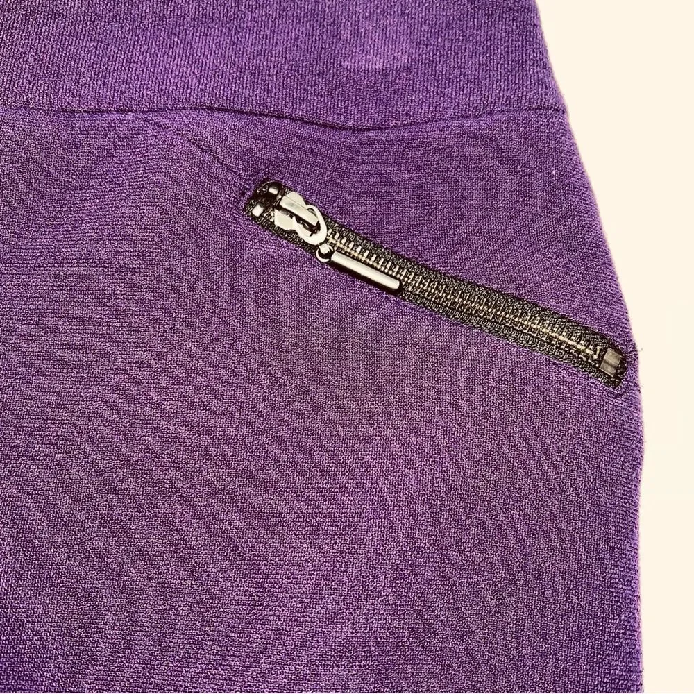 Nanette Lepore Purple A-Line Skirt w/Black Zippered Pocket Accent on Left Hip-0